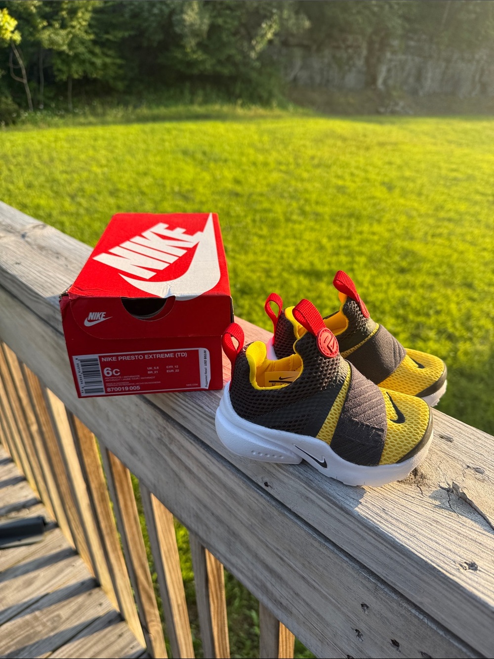 Nike Kids Slip-On Sneakers in Yellow, Black & Red